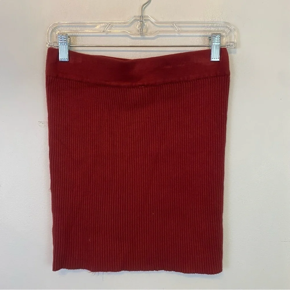FREE PEOPLE ribbed wrap mini skirt burgundy